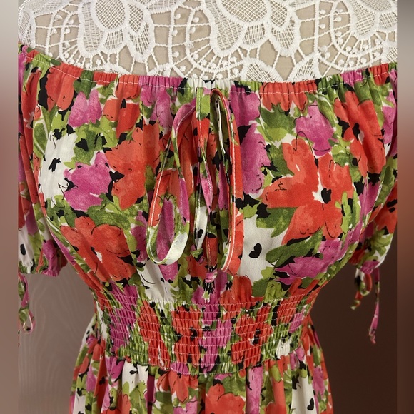 SHOWPO Octavia Dress in Pink - Off the Shoulder Floral Summer Dress - Picture 4 of 10